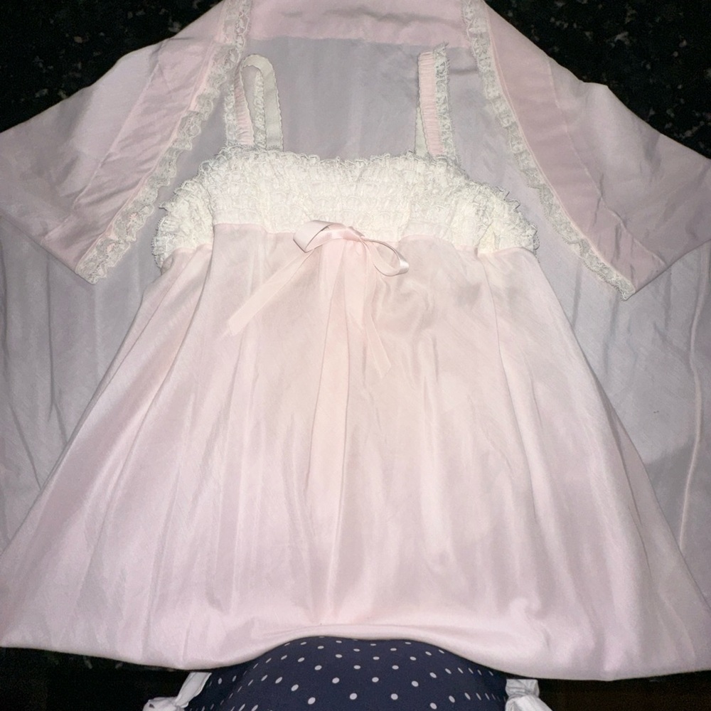 SCHRANK Nightgown SM Vintage Pale Pink Cotton Blend with Lace Detail